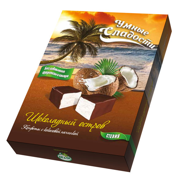 Конфеты «Умные сладости» с кокосовой начинкой «Шоколадный остров» 90г