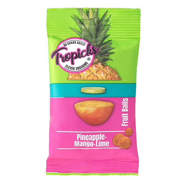 Шарики сушёного ананаса, манго и лайм 50г «Tropics»