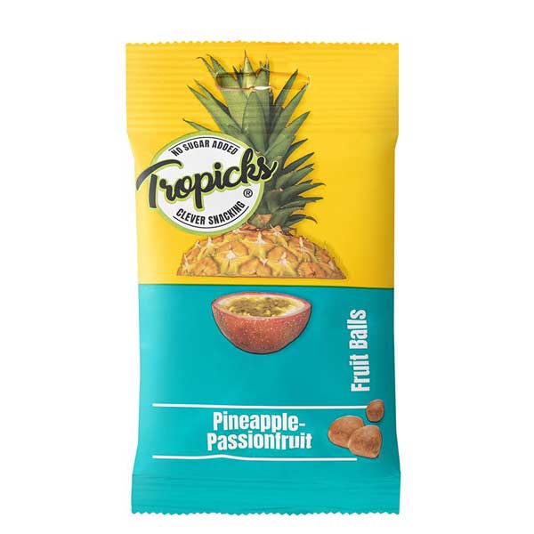 Kuivatatud ananassi-passioni pallid 50g “Tropics”