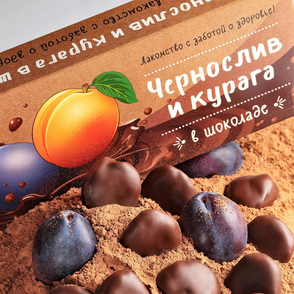 Beljovi ploom ja aprikoos šokolaadis 220g