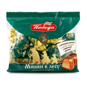 Šokolaadikommid täidise ja vahvlipuruga “Karu metsas” 200g (Pobeda)