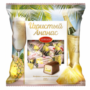 Glasuuritud šokolaadikompvekid želeetäidisega “Kihisev Ananass”, 250 (Azovskaja)
